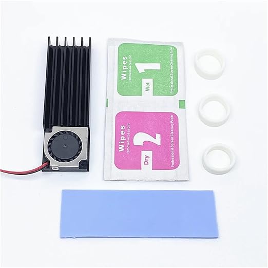 Hard Disk Heat Sink with Cooling Fan Thermal Pad 70x22x10MM Laptop Hard Disk SSD Aluminum Fin Nvme 512(Standard 2pin12V Fan)