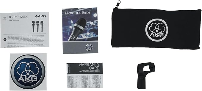 Audiosavings Bundle:(1) AKG D5S Dynamic Cardioid Pattern Vocal Microphone with On/Off Switch D5 S Mic Bundle with (1) Rockville RVMIC4 Round-Base Microphone Stand with Hand Clutch (2 Items)