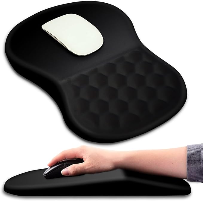 Mouse Pad Wrist Support Ergonomic Mouse Pad with Massage Dot Comfortable Computer Mouse Pad for Laptop Wrist Rest Pain Relief Mousepad with Non-Slip PU Base for Office &amp Home 12 x 8 in