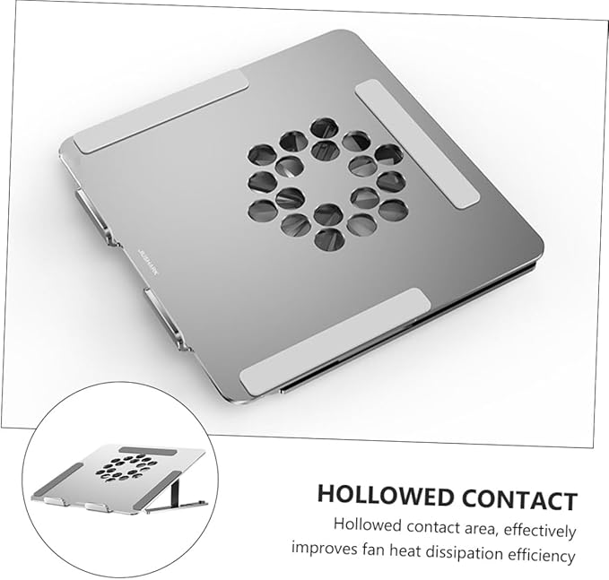 Mikikit Aluminum Alloy Laptop Cooling Pad with LED Fan Adjustable Height Notebook Cooler Stand for Laptops to 17.3 Inch Quiet Air Cooler for Gaming and Office Use Silver