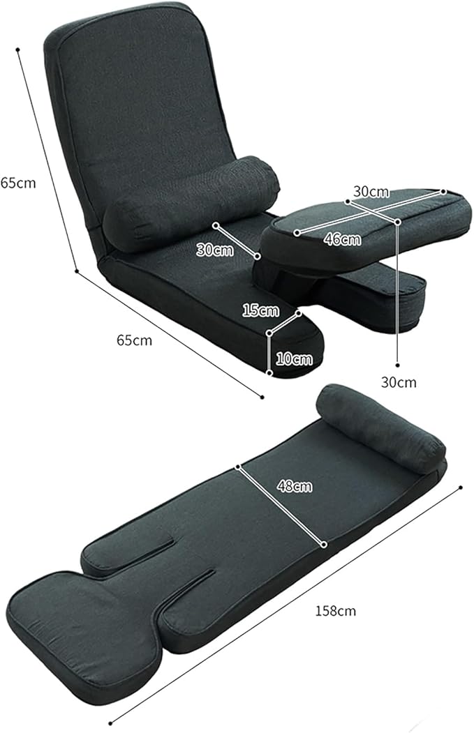 Adjustable Meditation Chair with Books Laptop Stand Floor Chair with Back Support Floor Gaming Chair Padded Folding Sofa Chair Sleeper Bed Folds Flat
