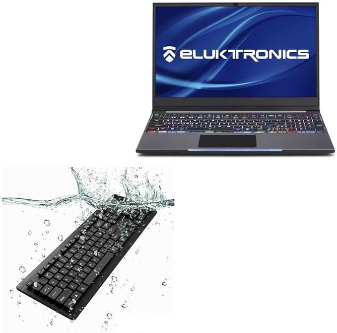 BoxWave Keyboard Compatible with Eluktronics MECH-15 G2 - AquaProof USB Keyboard Washable Waterproof Water Resistant - Jet Black