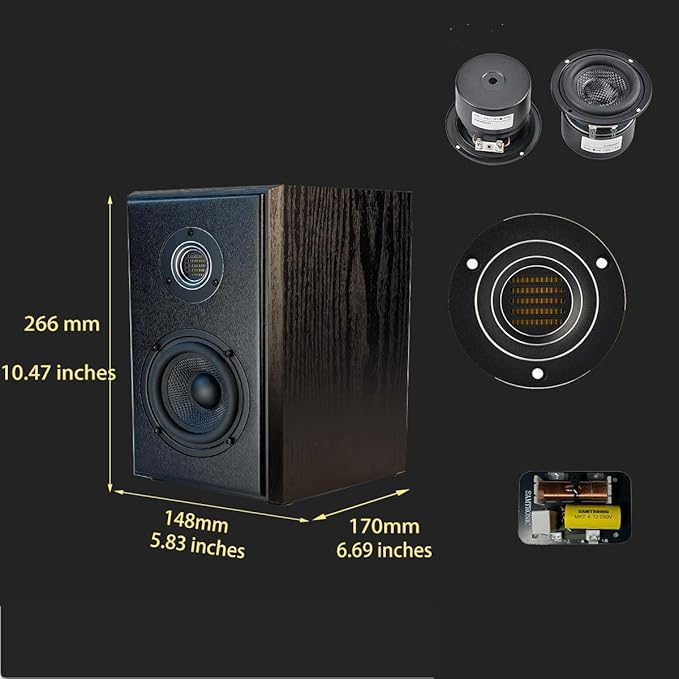 Bluetooth Computer Speakers for Record Player DC Powered Studio Speaker for TV with AMT Tweeter and Optical/RCA/BT/HDMI(ARC) Inputs Black