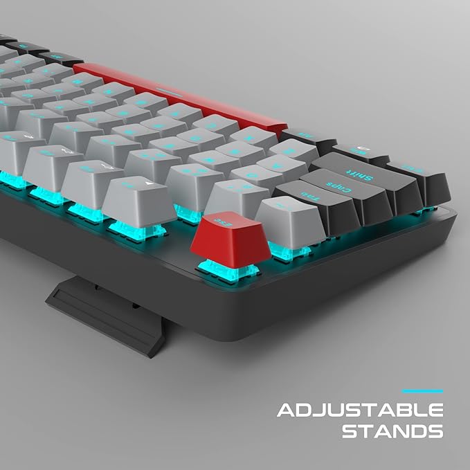 MageGee Mechanical Gaming Keyboard New Upgraded 104 Keys Blue Backlit Keyboards with Blue Switches USB Wired Mechanical Computer Keyboard for Laptop Desktop PC Gamers(Black &amp Gray)