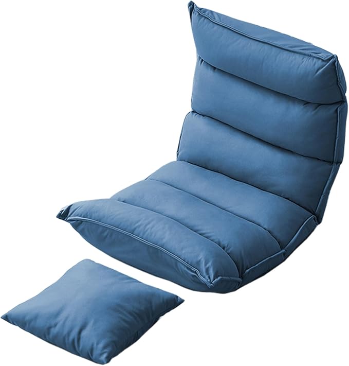 Single Sofa Chair Modern Floor Seat 5-Position Adjustable Backrest Freestanding Support Load Capacity 150kg for Living Room Bedroom Balcony Multi-Color(Blue)