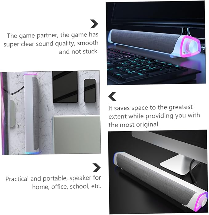 Mikikit Household Dual Speaker Sound Bar Wired Computer and Tablet Compact Design for Desktop Use Enhanced Stereo