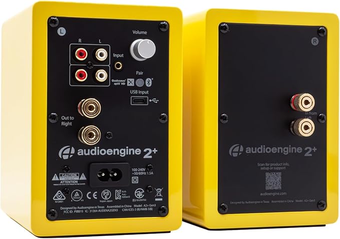 Audioengine A2+ Desktop 24 Bit Limited Edition Wireless Bluetooth Desktop Speakers - 60W Computer Speakers for Music and Gaming Accessories (Limoncello Yellow)