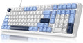 NACODEX AK980 Wired Mechanical Gaming Keyboard 98% Gasket Hot Swappable Keyboard with RGB Backlit PBT Keycaps Five-Layer Padding 101 Keys Gaming Keyboard White Blue