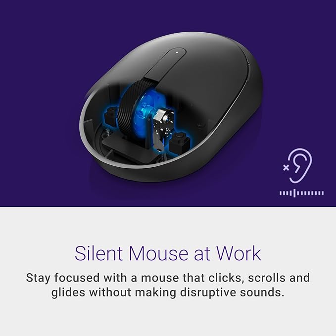 Dell Mobile Wireless Mouse - MS3320W Wireless - 2.4 GHz Bluetooth 5.0 Optical LED Mechanical Scroll 1600 DPI 3-Buttons - Black