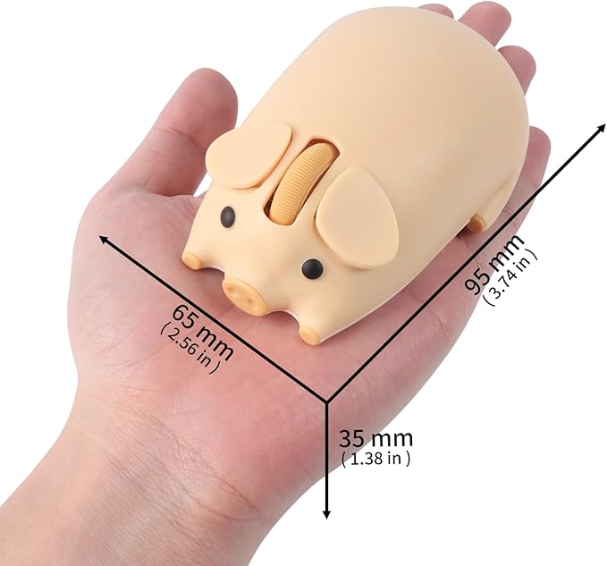 Cute Bluetooth Wireless Mouse with 2.4GHz USB Receiver Cartoon Pig Dual Mode Computer Mouse Silent Clicks Optical Mice for Laptops Mac iPad PC Chromebook Office Students Home Gift(Yellow)
