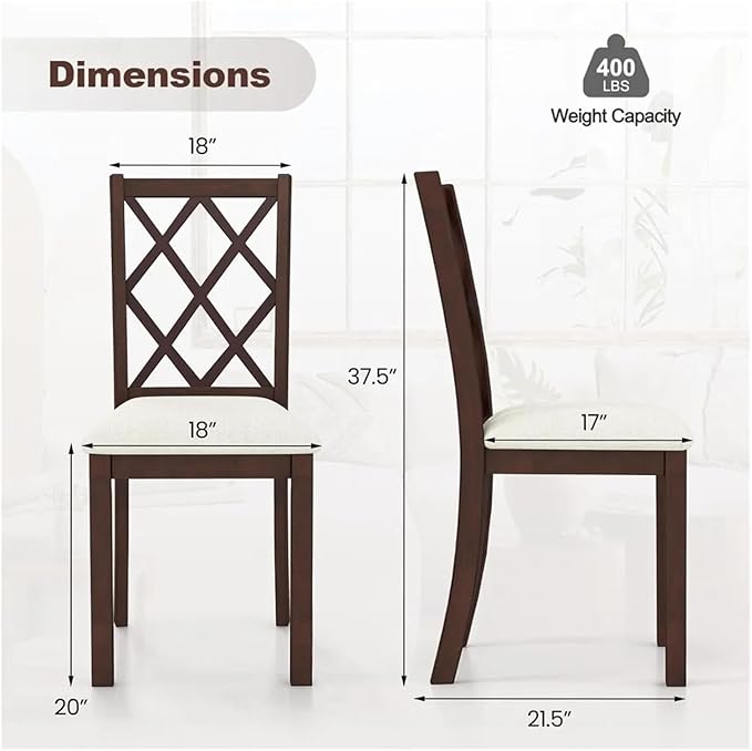 Adjustable Office Computer Chair with Armrest 1pcs Wooden Armless Kitchen Dining Chairs Rubber Wood Legs Max Load 400Lbs