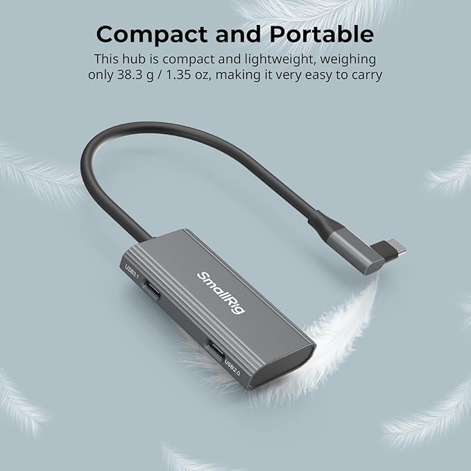 SmallRig 4-in-1 USB-C Hub with a Cold Shoe Mount Type- C Multiport Hub with PD 100W / USB-C 3.1/2.0 with Audio Adapter x 2 for Mobile Shooting of ProRes Videos at 4K 60fps - 4598