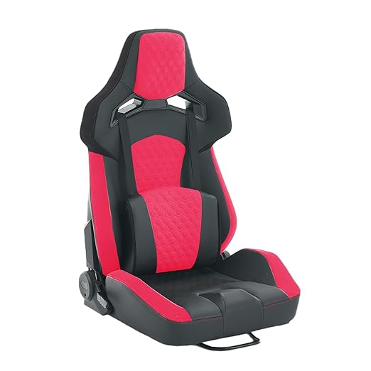 VroomAuto Universal PVC Bucket Style Reclinable Sport PU Leather Simulator Racing Seat with Adjustable Lock Slide Excluding Wheel Stand Handbrake Pedals and Monitor