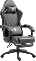 Dowinx Gaming Chair with Massage Lumbar Support and Footrest Video Game Chair for Adults Adjustable Ergonomic Gamer Chairs High Back with Pocket Spring Cushion Swivel Recliner with Headrest Black