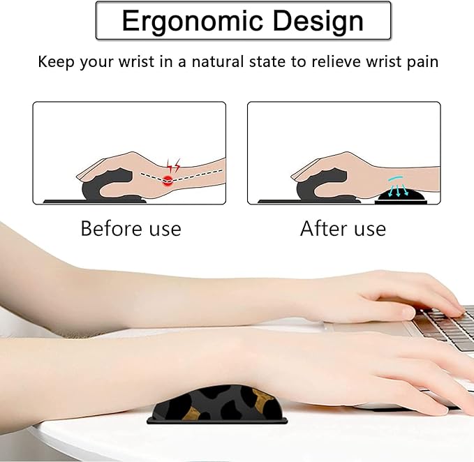 Large Gaming Mouse Pad31.5x11.8 in Extended Computer Mouse Mat with Non-Slip PU Base Ergonomic Memory Foam Keyboard Wrist Restfor Work GamingWriting Pad Gold &amp Black Leopard Office Desk Pad