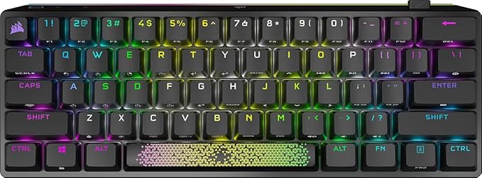 Corsair K70 PRO Mini Wireless RGB 60% (CH-9189010-NA) Mechanical Gaming Keyboard (Fastest Sub-1ms Wireless Swappable Cherry MX Red Keyswitches) QWERTY NA Layout - Black (Renewed)