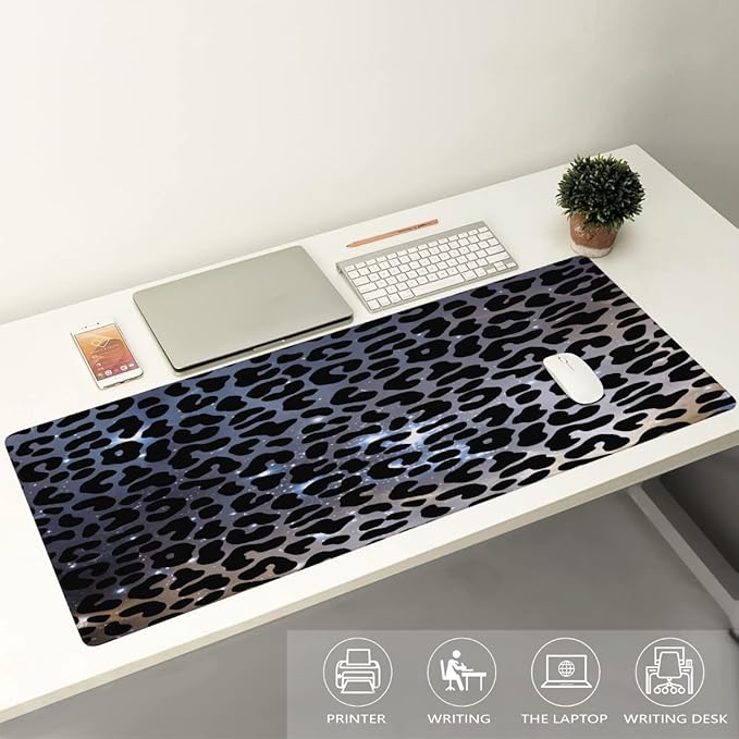 Galaxy Universe Leopard Cheetah Large Mouse Pad Gaming Mousepad Desk Mat for Desktop Computer Keyboard Waterproof Mouse Mat Desk Pad with Non-Slip Base for Game School Office Home 35.4 x 15.7
