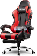 GTPLAYER Gaming Chair Computer Chair with Footrest and Lumbar Support Height Adjustable Game Chair with 360°-Swivel Seat and Headrest and for Office or Gaming (Faux Leather Red)