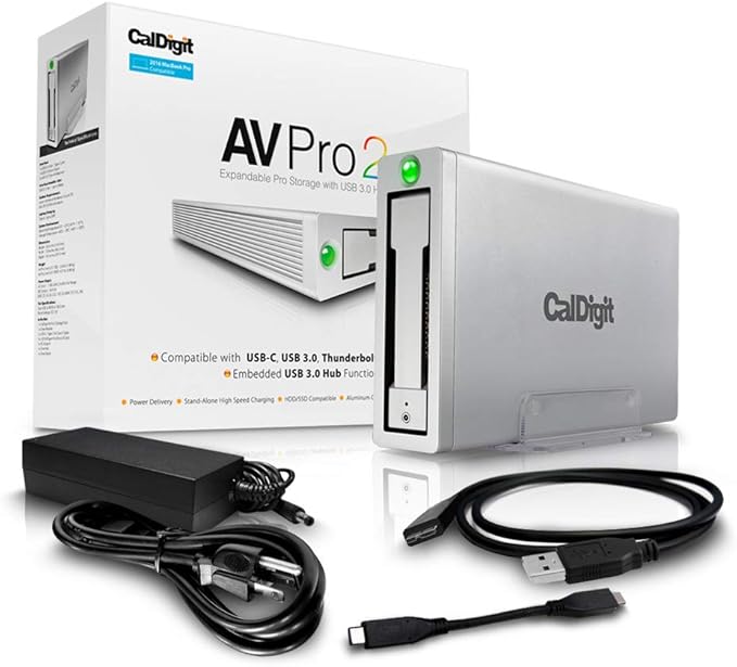 CalDigit AV Pro 2 Storage Hub USB C 5Gb/s External Drive - Charge up to 30W 2016 MacBook MacBook Pro Thunderbolt 3 PC Compatible (4TB)