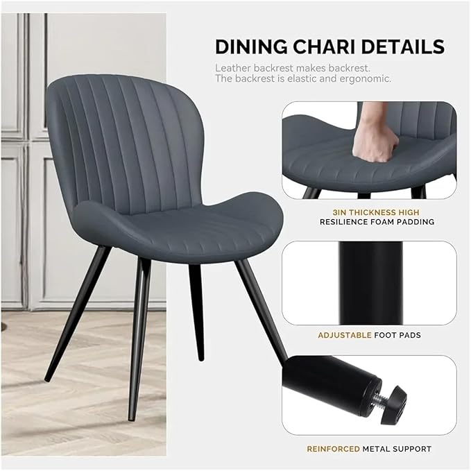 Adjustable Office Computer Chair with Armrest 1pcs Thick Comfy Upholstered Kitchen Dining Chairs with Curved High Backrest
