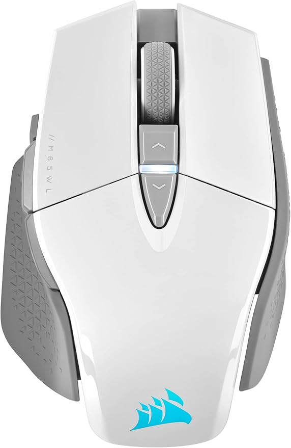 Corsair M65 RGB Ultra Wireless Tunable FPS Wireless Gaming Mouse - Sub-1ms Slipstream Wireless Technology 26000 DPI Optical Sensor Up to 120 Hours of Battery Life 8 Programmable Buttons - White