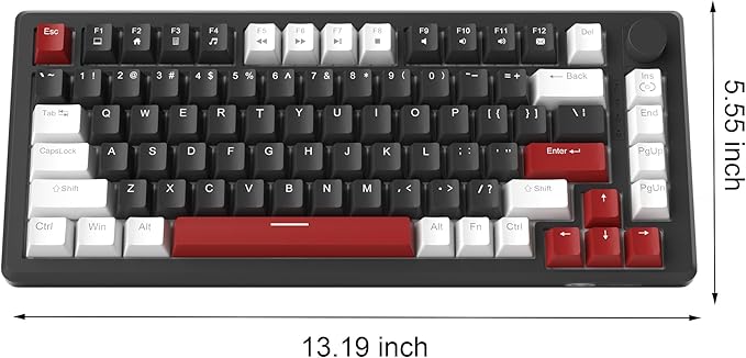 MageGee 75% Mechanical Gaming Keyboard Compact Blue Backlit Wired Gaming Keyboards with Yellow Switches EVA Foam Knob Control STAR75 Portable NKRO PC Gaming Keyboard - White &amp Black