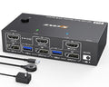 4K@144Hz KVM Switch 2 Monitors 2 Computers 8K@60Hz MLEEDA HDMI and Displayport Dual Monitor KVM Switch with 4 USB 3.0 Port for Keyboard Mouse Printer with Wired Remote Power Adapter and USB Cables
