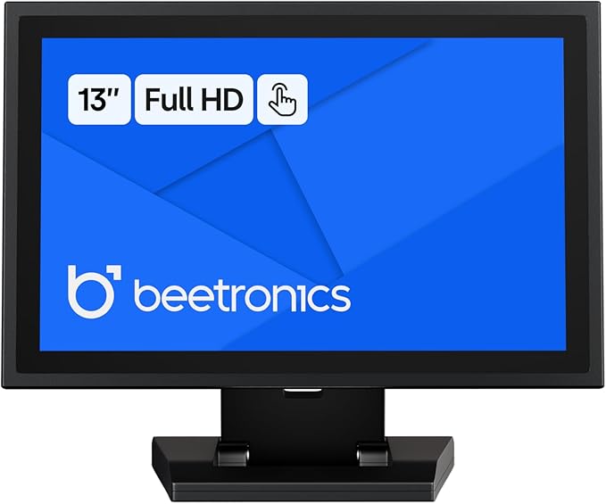 Beetronics 13 Inch Touchscreen Monitor | Full HD 1080p | 13TS7M – Industrial-Grade Professional 10-Point Multi Touch Display for PC Mac Linux – HDMI DisplayPort USB-C VGA Inputs