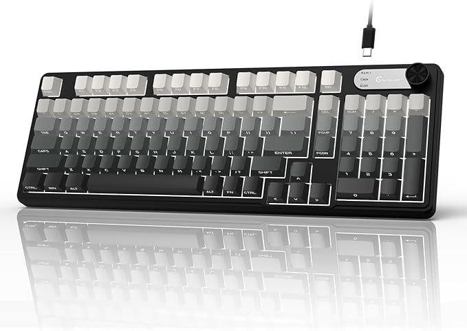 G98 Gaming Keyboard 99 Keys Silent Wired Keyboard with Number Pad &amp Knob RGB Backlit Side Printed PBT Keycaps Anti-ghosting Water Repellent Computer Keyboards for PC Mac Laptop Gamer