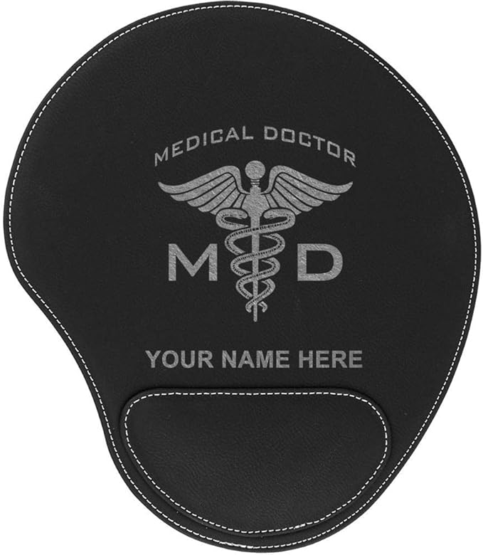 LaserGram Mouse Pad MD Medical Doctor Personalized Engraving Included (Black)