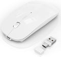 Wireless Mouse for Laptop/MacBook Air/Pro &amp iPad Mouse Jiggler Mode Bluetooth 5.2/2.4G Rechargeable Silent Click 3-Level DPI Slim Portable USB-A&ampC Receiver (Mouse Jiggler Mode White)