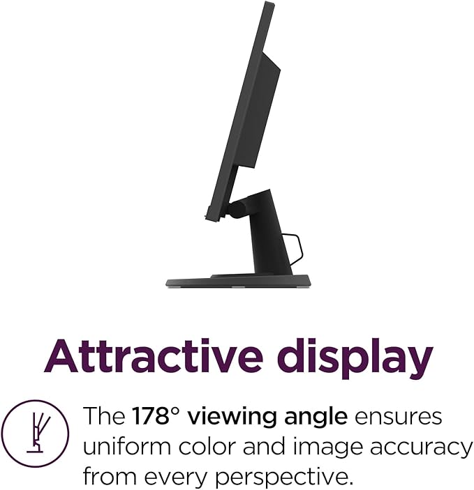 Lenovo D24-40 Monitor 23.8 FHD Display Tilt Stand HDMI and VGA Ports 75Hz Refresh Rate AMD FreeSync 250 nits Raven Black