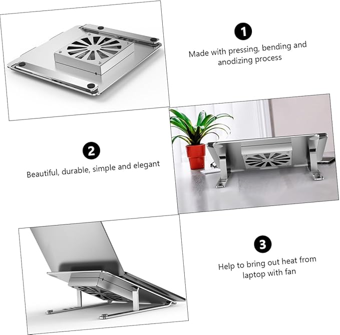 Veemoon Aluminum Alloy Laptop Cooler with Adjustable Height Stand RGB LED Fan Cooling Pad for Gaming Laptops and Notebooks Silver USB Powered Cooling Pad for Office and Home Use