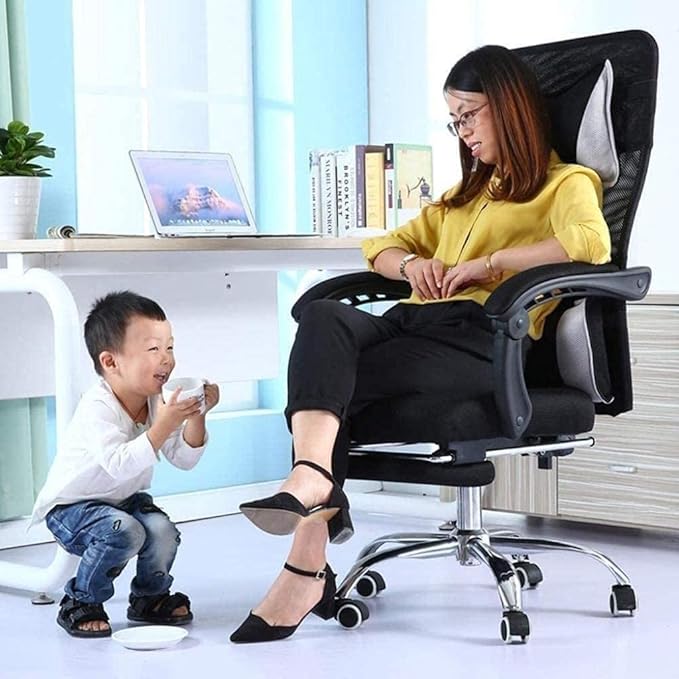 Office Chair Gaming Chair Boss Chair Steel Frame High Back Mesh Swivel Chair with Footrest Recliner Computer Chair Waist Support Seat Chair (Color : F) Needed