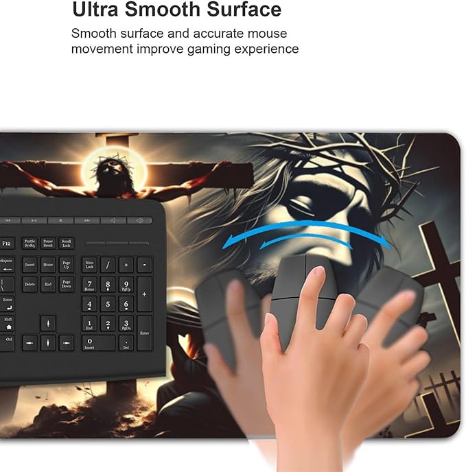 XXL Gaming Mouse Pad Extended (35.5X16) Jesus Christ Large Non-Slip Desk Mat Water-Resistant Keyboard Mousepad for Office &amp Home