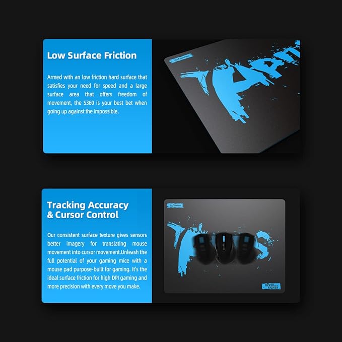 Hard Mouse Pad 3 Layers Mouse Pad with Resin Surface Premium Dual-Side Waterproof Sweatproof Fast and Accurate Control Hard Mousepad for Gaming Office and Home 14.17'' x 11.02''-Black