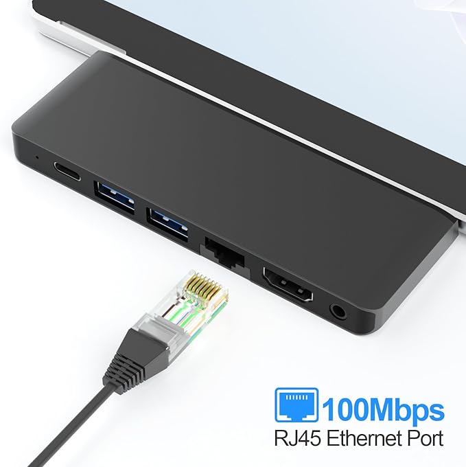 Surface Pro 9/Pro 11 Hub Docking Station with 4K HDMI Thunerbolt 4(8K Video+40Gbps+100W Power) 100M Ethernet USB3.0 SD TF Card Slot 3.5mm Audio Triple Display for Surface Pro 9/Pro X Accessories