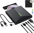 External CD DVD Drive with 4 USB Ports and 2 TF/SD Card Slots USB 3.0 Portable CD/DVD Disk Drive Player Burner Reader Writer for Laptop MacBook Desktop PC Windows 11/10/8/7 Linux Mac OS