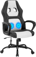 BestOffice Gaming Chair with Massage Ergonomic Office Desk Chair Adjustable Lumbar Support &amp HeadrestComputer Task Chair 360° Swivel for Adults (White)