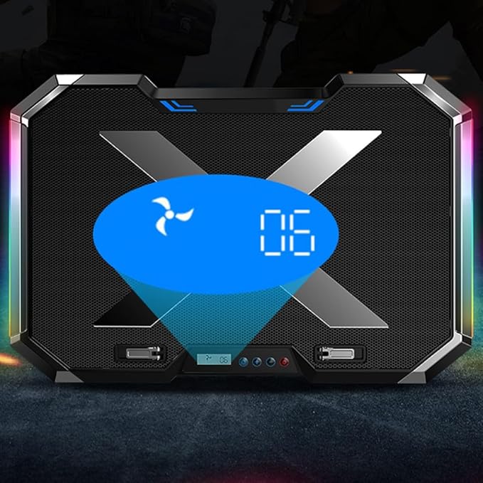ARTIBETTER RGB Led Laptop Cooler Pad Gear Adjustable Height Fan Cooling Design with LCD Touch Control USB Powered for Gaming and Workstation Use