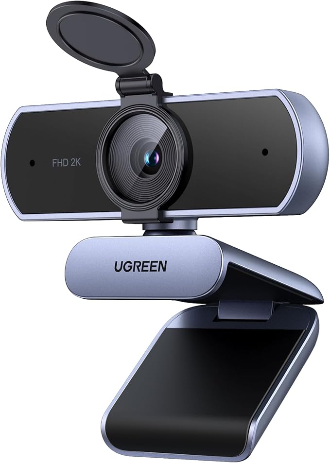 UGREEN 2K Webcam for PC Ultra HD 1080P Computer Webcam with Microphone PC Camera with Privacy Cover USB Web Camera for Streaming Conference Video Calling Zoom Skype Teams FaceTime Grey