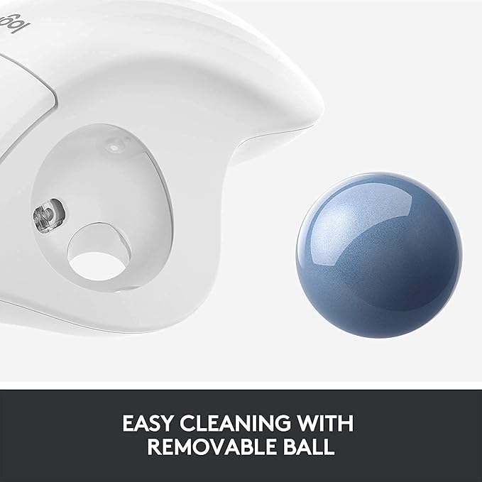Logitech Ergo M575 Wireless Trackball Mouse Easy Thumb Control Precision and Smooth Tracking Ergonomic Comfort Design Windows/Mac Bluetooth USB - Off White (Renewed)