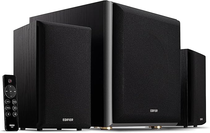 Edifier M601DB Bookshelf Coaxial Bluetooth with Optical &amp Auxiliary Speakers with 8 Inch Wireless Subwoofer 2.1 Computer System Bluetooth 5.1 AptX110W RMS Black