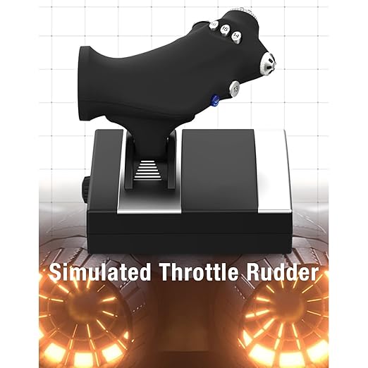 Xiuganpo Stick Throttle and Control Panel with 8 Way Hat Simulated Throttle Rudder and 16 Key Functions Simulator Controls Joystick Simulator Controls Vibration Stick for