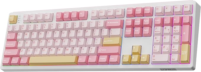 EPOMAKER TH108 Full Size Mechanical Keyboard Wireless Gaming Keyboard with 8000mAh Battery Creamy Gasket 108 Keys Hot Swap Custom Driver RGB Backlight (Pink Creamy Jade)