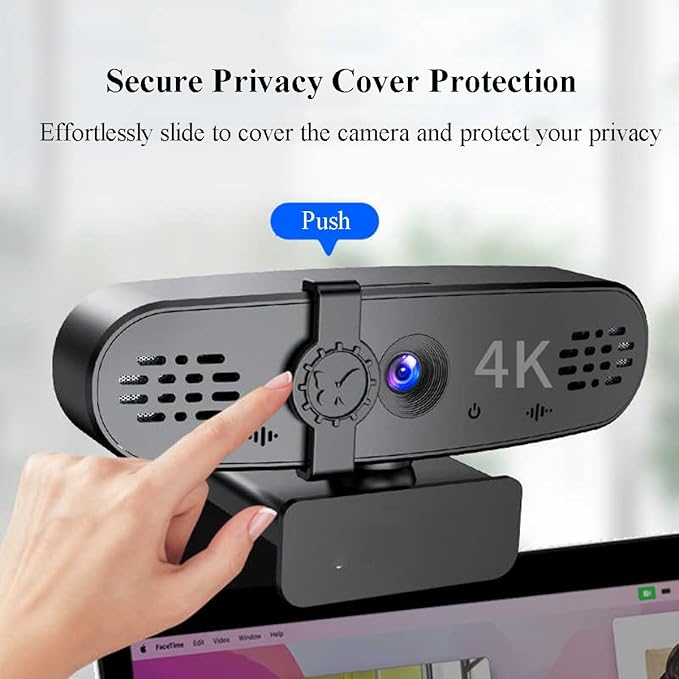 GIZNXBA Webcam with Microphone HD Light Correction Noise Cancellation Autofocus Wide-Angle Lens Plug &amp Play USB Webcam for Laptop Desktop Streaming &amp Online Meetings(4k)