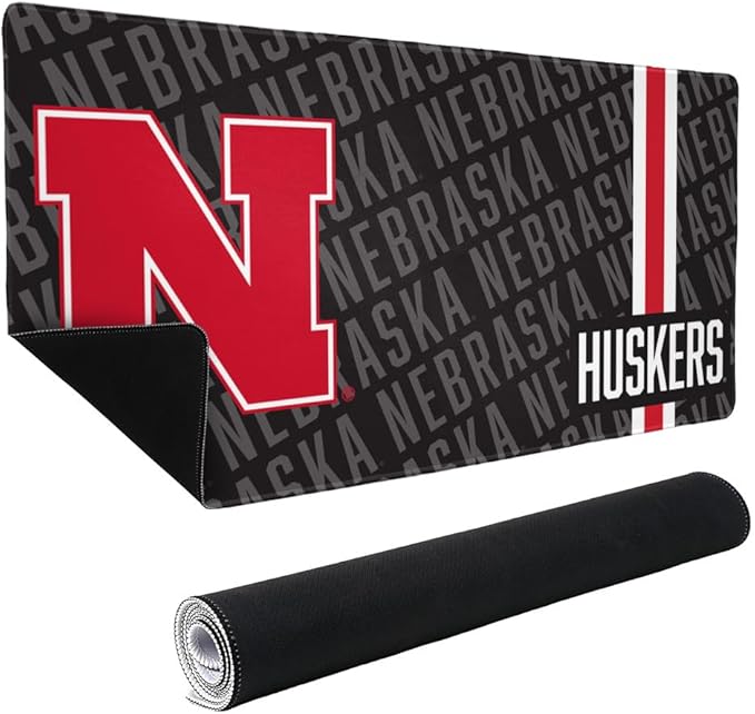 University of Nebraska Cornhuskers Mascot Large Gaming Mouse Pad Desk Mat with Stitched Edges Non-Slip Base for Gamer Home and Office 31.5 x 15.7