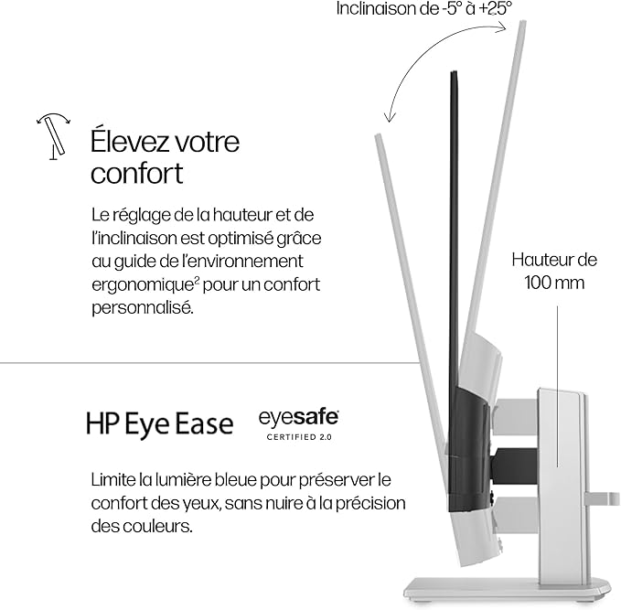 HP Series 5 527sh 27 FHD Height Adjust Monitor Refresh Rate 100Hz Response time 5ms GtG Contrast Ratio 1500:1 Edge-lit Flicker Free Anti-Glare HDMI VGA - 94C50AA (Renewed)