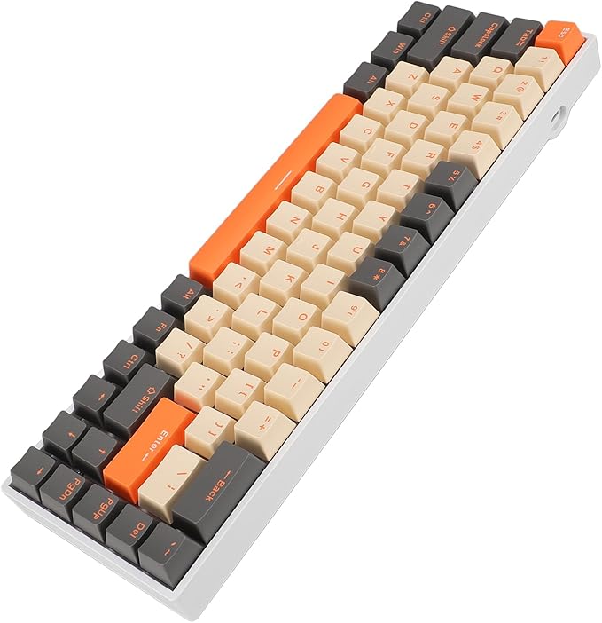 Pongnas 60 Percent Gaming Mechanical Keyboard 68 Key RGB Backlit Type C Wired Keyboard with Red Switch RGB Lighting Effects Ergonomic Design ABS Material Suitable for Home Office
