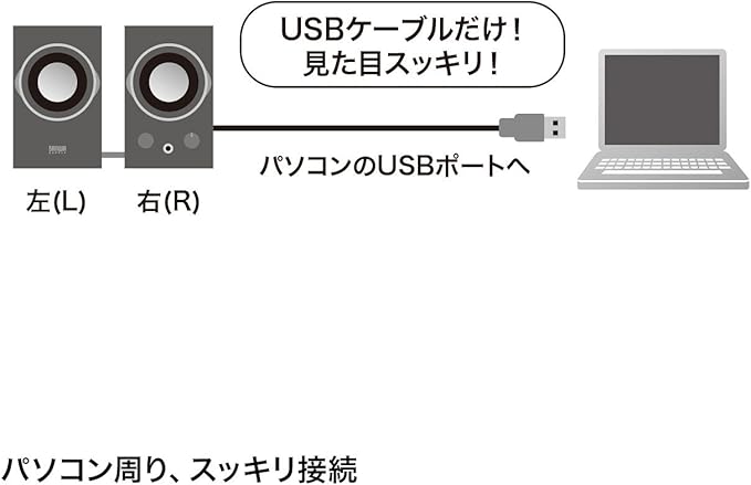Sanwa Supply MM-SPU7BK USB Speaker Wooden Cabinet with Passive Radiator Black